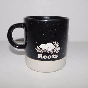 ROOTS Canada Coffee mug Black White Speckle Ceramic Beaver Tea